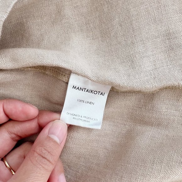 Camp Collar 100% Linen Shirt, Warm Beige - Picture 4 of 5